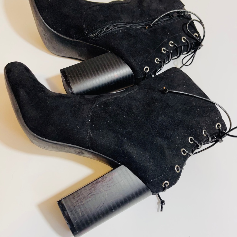 Forever 21 Faux Black Suede Ankle Boots Size 7